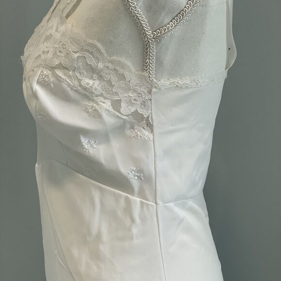 Vintage White Lace Nylon Slip Dress Nightgown Bridal Wedding Honeymoon No Tag - Picture 6 of 12